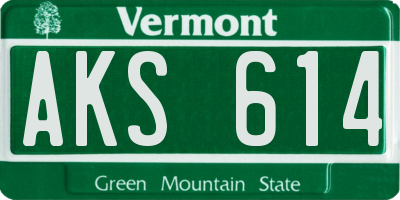 VT license plate AKS614