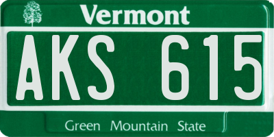 VT license plate AKS615