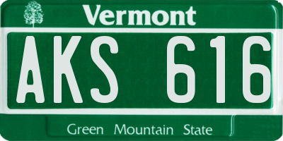 VT license plate AKS616