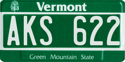 VT license plate AKS622