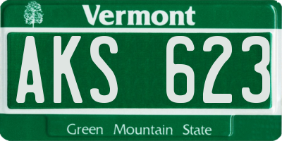VT license plate AKS623