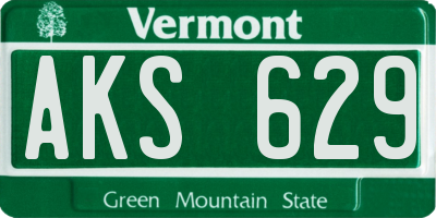 VT license plate AKS629