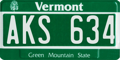 VT license plate AKS634
