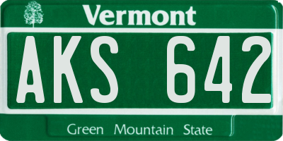 VT license plate AKS642