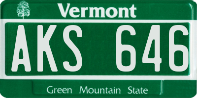 VT license plate AKS646
