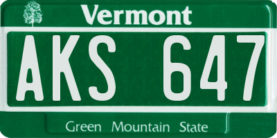 VT license plate AKS647