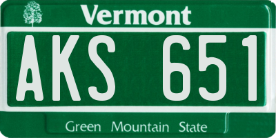 VT license plate AKS651