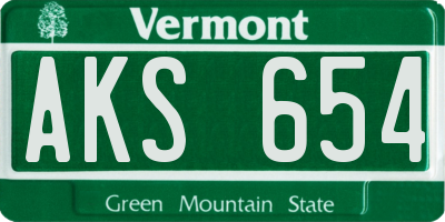 VT license plate AKS654