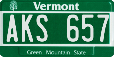 VT license plate AKS657