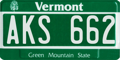 VT license plate AKS662