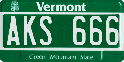 VT license plate AKS666