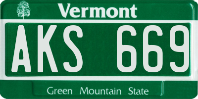 VT license plate AKS669