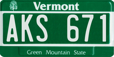 VT license plate AKS671