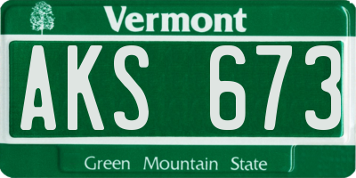 VT license plate AKS673