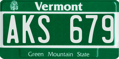 VT license plate AKS679