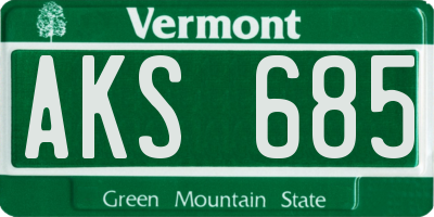VT license plate AKS685