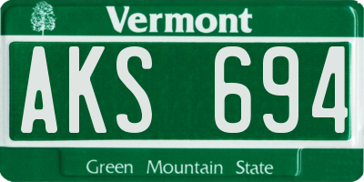 VT license plate AKS694