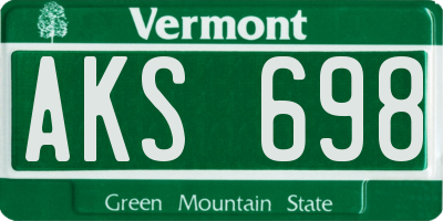 VT license plate AKS698