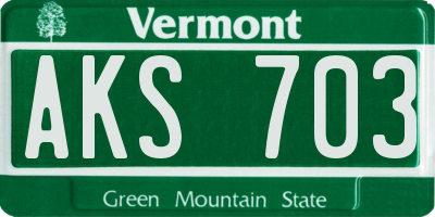 VT license plate AKS703