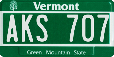 VT license plate AKS707
