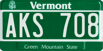 VT license plate AKS708
