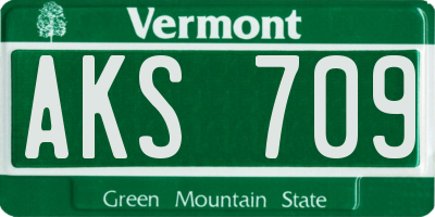 VT license plate AKS709