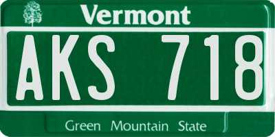 VT license plate AKS718