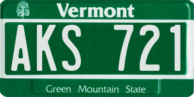 VT license plate AKS721