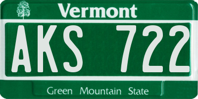 VT license plate AKS722
