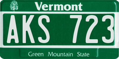 VT license plate AKS723
