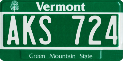 VT license plate AKS724
