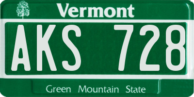 VT license plate AKS728
