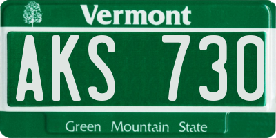 VT license plate AKS730