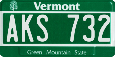 VT license plate AKS732