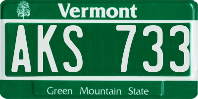 VT license plate AKS733