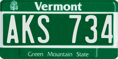 VT license plate AKS734