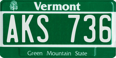 VT license plate AKS736