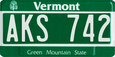 VT license plate AKS742