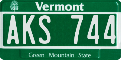 VT license plate AKS744
