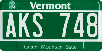 VT license plate AKS748
