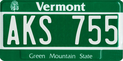 VT license plate AKS755