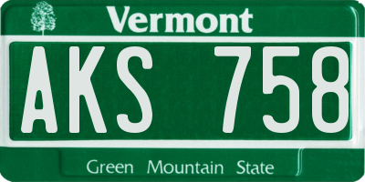 VT license plate AKS758