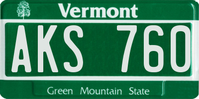 VT license plate AKS760