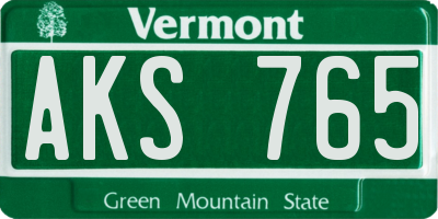 VT license plate AKS765