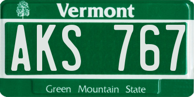 VT license plate AKS767