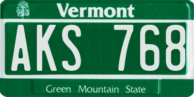 VT license plate AKS768
