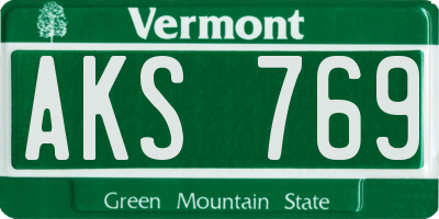 VT license plate AKS769