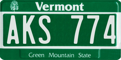 VT license plate AKS774