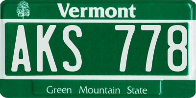 VT license plate AKS778