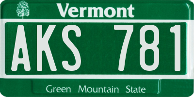VT license plate AKS781